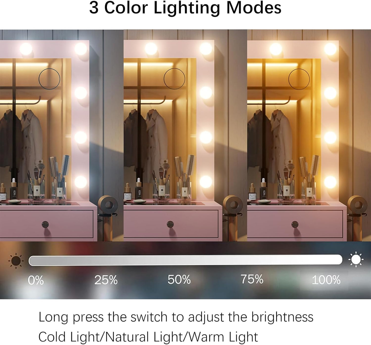 11-Drawer LED Vanity Desk with Mirror