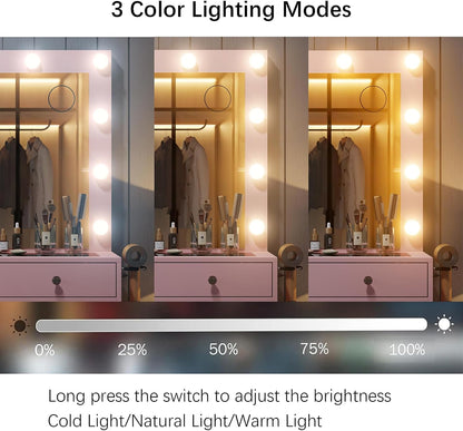11-Drawer LED Vanity Desk with Mirror